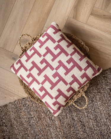 Cushion Geometric Weave Burgundy - Things I Like Things I Love