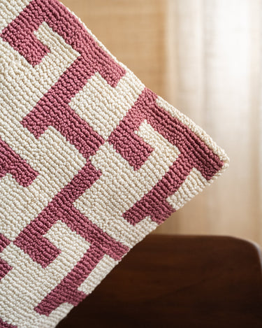 Cushion Geometric Weave Burgundy - Things I Like Things I Love