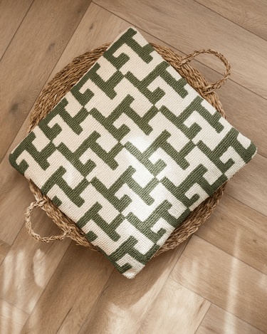 Cushion Geometric Weave Green - Things I Like Things I Love