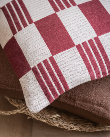 Cushion Grid Burgundy - Things I Like Things I Love