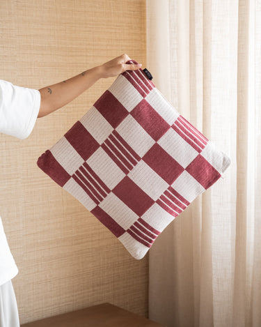 Cushion Grid Burgundy - Things I Like Things I Love