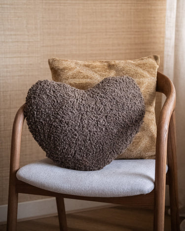 Cushion Heart Bouclé Brown - Things I Like Things I Love