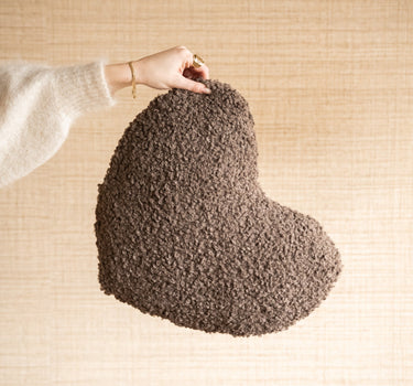Cushion Heart Bouclé Brown - Things I Like Things I Love