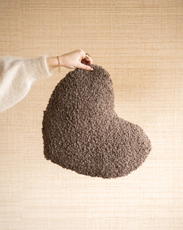 Cushion Heart Bouclé Brown - Things I Like Things I Love
