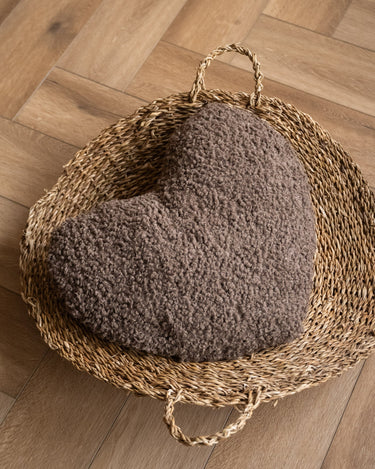 Cushion Heart Bouclé Brown - Things I Like Things I Love