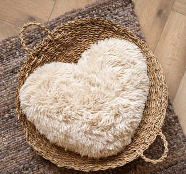 Cushion Heart Furry Beige - Things I Like Things I Love