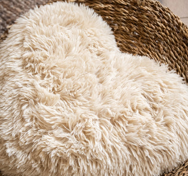 Cushion Heart Furry Beige - Things I Like Things I Love
