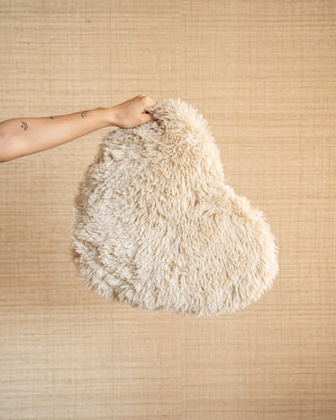 Cushion Heart Furry Beige - Things I Like Things I Love