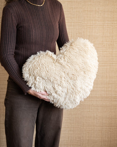 Cushion Heart Furry Beige - Things I Like Things I Love