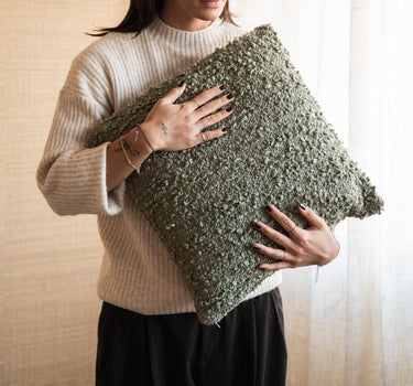 Cushion Humada Bouclé Olive Green - Things I Like Things I Love