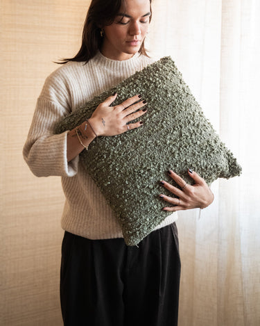 Cushion Humada Bouclé Olive Green - Things I Like Things I Love