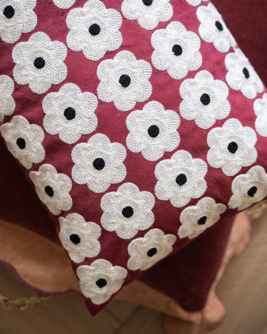 Cushion Mona Flower Burgundy - Things I Like Things I Love