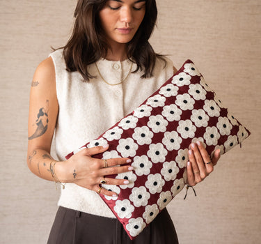 Cushion Mona Flower Burgundy - Things I Like Things I Love