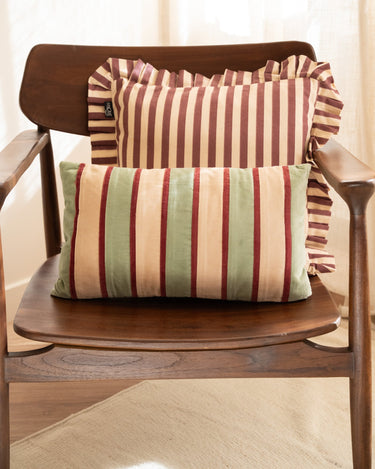 Cushion Riga Burgundy/Matcha Green - Things I Like Things I Love