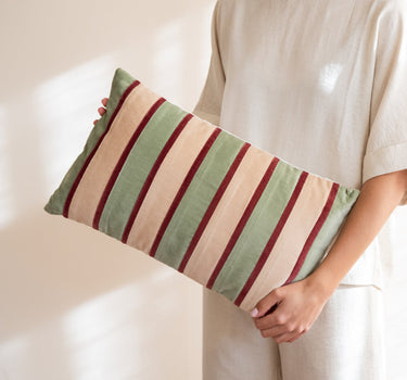 Cushion Riga Burgundy/Matcha Green - Things I Like Things I Love