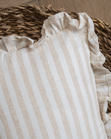 Cushion Ruffle Stripe Beige - Things I Like Things I Love