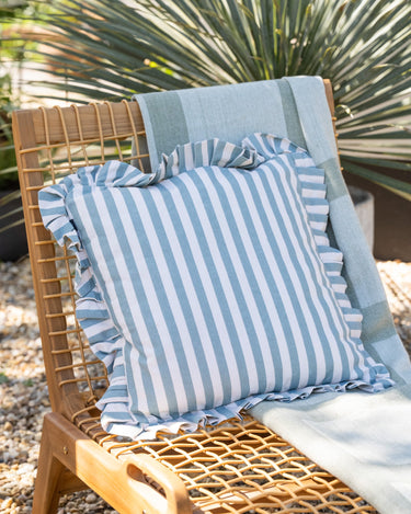 Cushion Ruth Ruffle Striped Blue - Things I Like Things I Love
