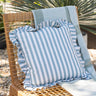 Cushion Ruth Ruffle Striped Blue - Things I Like Things I Love