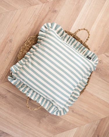 Cushion Ruth Ruffle Striped Blue - Things I Like Things I Love