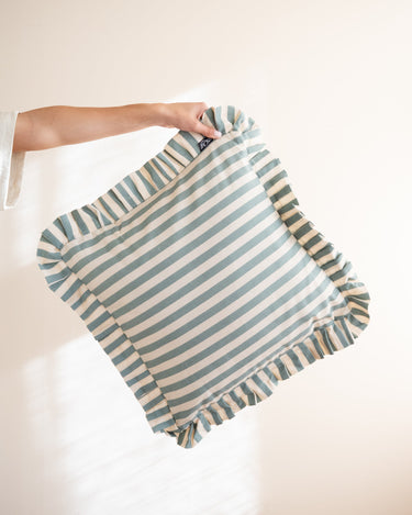 Cushion Ruth Ruffle Striped Blue - Things I Like Things I Love