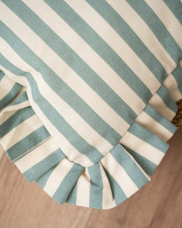 Cushion Ruth Ruffle Striped Blue - Things I Like Things I Love