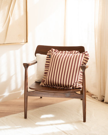 Cushion Ruth Ruffle Striped Burgundy - Things I Like Things I Love