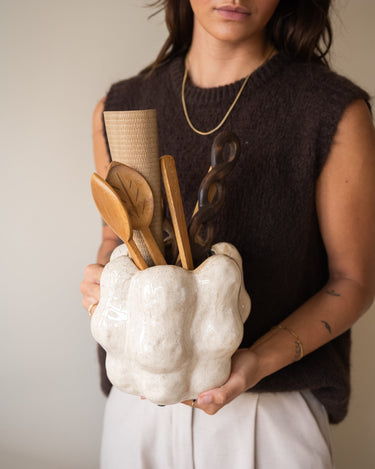 Cutlery Jar Ceramic Cream - Things I Like Things I Love