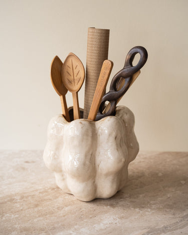 Cutlery Jar Ceramic Cream - Things I Like Things I Love