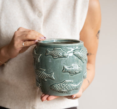 Cutlery Jar Fishes Green - Things I Like Things I Love