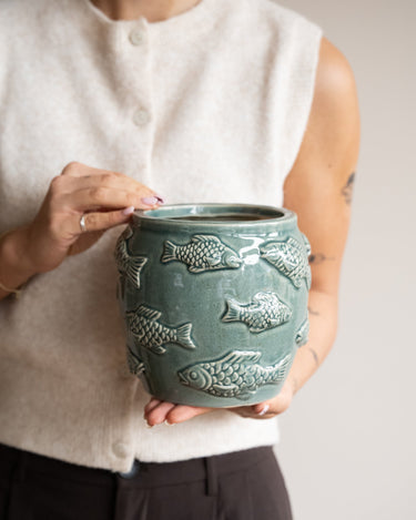 Cutlery Jar Fishes Green - Things I Like Things I Love