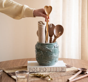 Cutlery Jar Fishes Green - Things I Like Things I Love