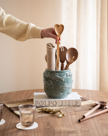 Cutlery Jar Fishes Green - Things I Like Things I Love
