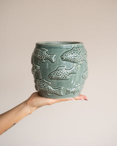 Cutlery Jar Fishes Green - Things I Like Things I Love