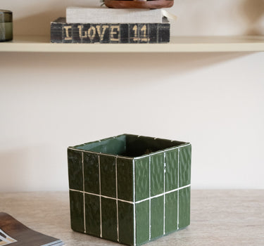 Cutlery Jar Tiles Moss Green - Things I Like Things I Love
