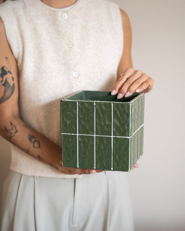 Cutlery Jar Tiles Moss Green - Things I Like Things I Love