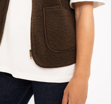 DA Tirsa Teddy Gilet Zipper Brown - Things I Like Things I Love