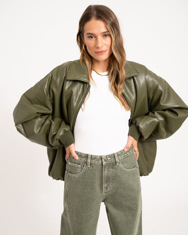 Danny Jacket PU Green One Size - Things I Like Things I Love