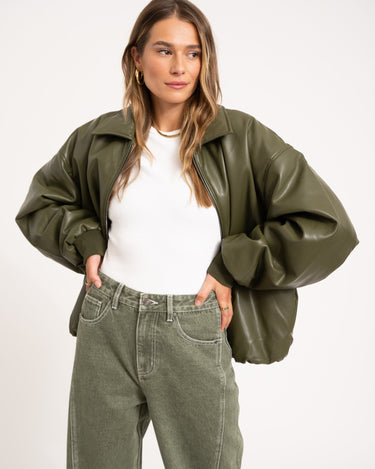 Danny Jacket PU Green One Size - Things I Like Things I Love