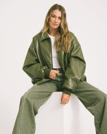 Danny Jacket PU Green One Size - Things I Like Things I Love