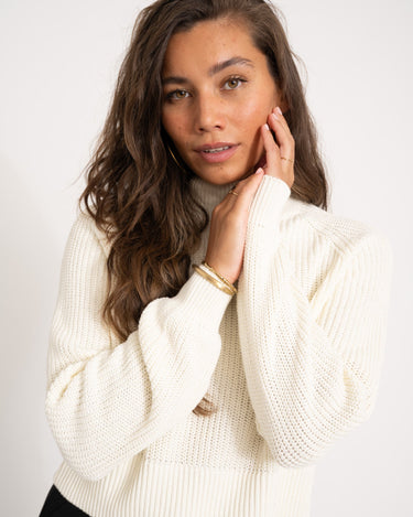 Dara High Neck Knit Eggnog - Things I Like Things I Love