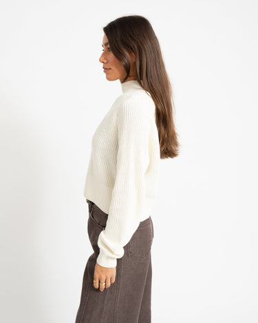 Dara High Neck Knit Eggnog - Things I Like Things I Love