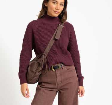 Dara High Neck Knit Fig - Things I Like Things I Love