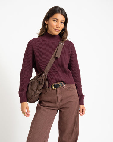 Dara High Neck Knit Fig - Things I Like Things I Love