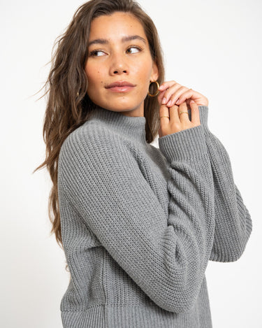 Dara High Neck Knit Medium Grey Melange - NNO - Things I Like Things I Love