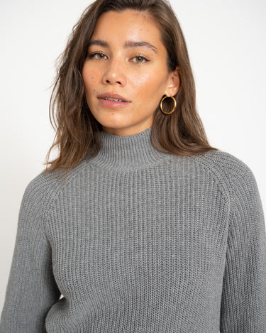 Dara High Neck Knit Medium Grey Melange - NNO - Things I Like Things I Love