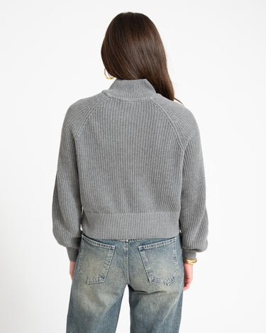 Dara High Neck Knit Medium Grey Melange - Things I Like Things I Love