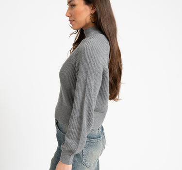 Dara High Neck Knit Medium Grey Melange - Things I Like Things I Love