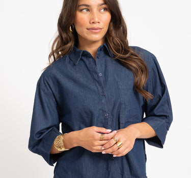 Debby Breeze Chambray Shirt Donker Blauw Denim - Things I Like Things I Love