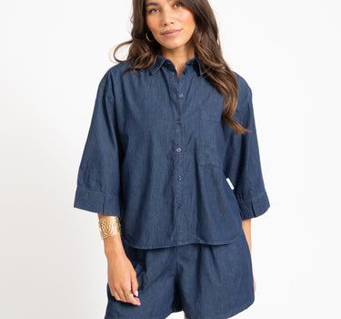 Debby Breeze Chambray Shirt Donker Blauw Denim - Things I Like Things I Love