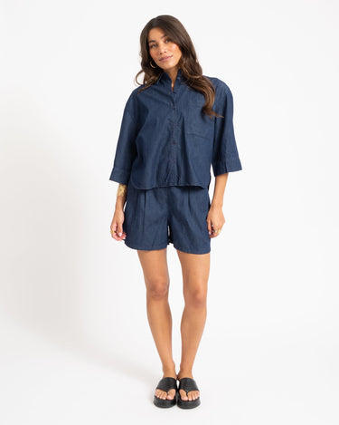 Debby Breeze Chambray Shirt Donker Blauw Denim - Things I Like Things I Love